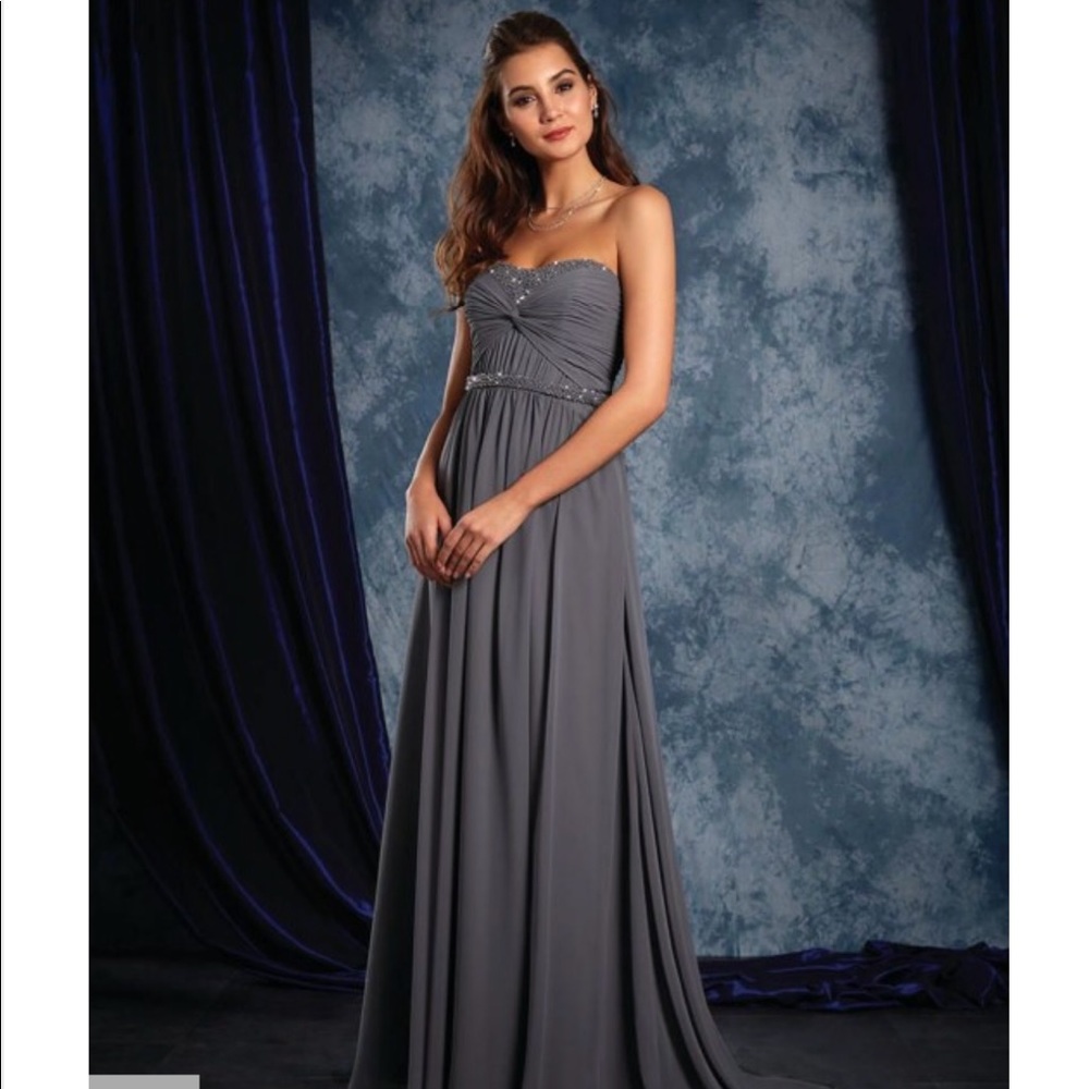 Alfred Angelo 8111l  charcoal bridesmaid dress